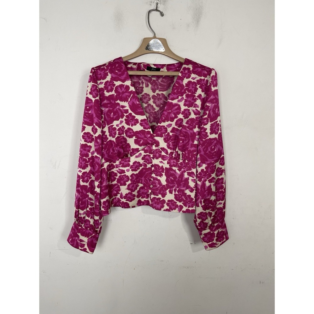 J Crew Womens Shirt 14 Pink Floral Valentines Day Travel Wedding Guest Evening